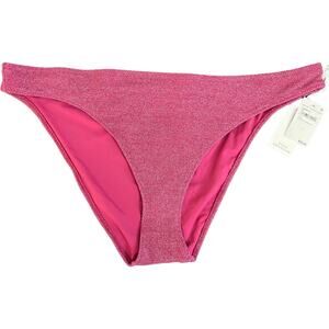 Good American Swim Bikini Bottoms Hi Cut Plus 8 / 5X Hawaiian Pink Metallic NWT